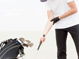 Golfer with golfers elbow